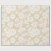 Papier Cadeau Fleurs de marguerites neutres Tan Blanc (Plat)