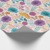 Papier Cadeau Fleurs de mariage de prairie printanière jaune vio (Coin)