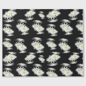 Papier Cadeau Fleurs De Minuit : Fleurs De Cactus Blancs Sur Noi (Plat)