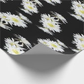 Papier Cadeau Fleurs De Minuit : Fleurs De Cactus Blancs Sur Noi (Coin)