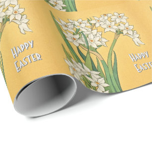 Papier Cadeau Fleurs de Narcisse Art Nouveau – Pâques