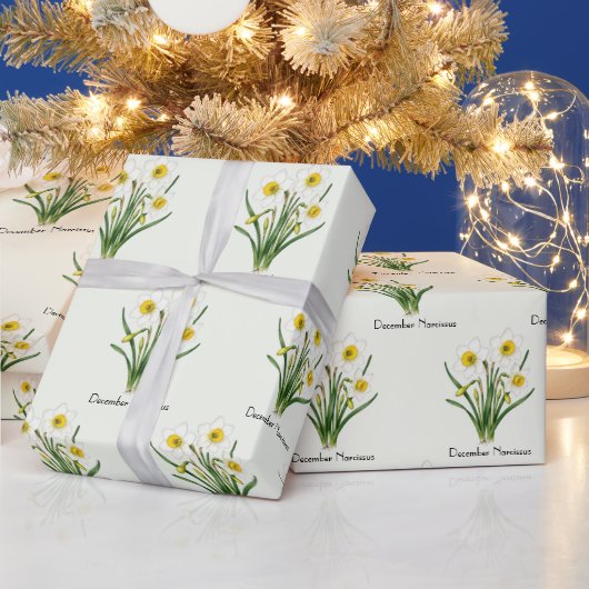 Papier Cadeau Fleurs de Narcisse de Décembre (Vacances)