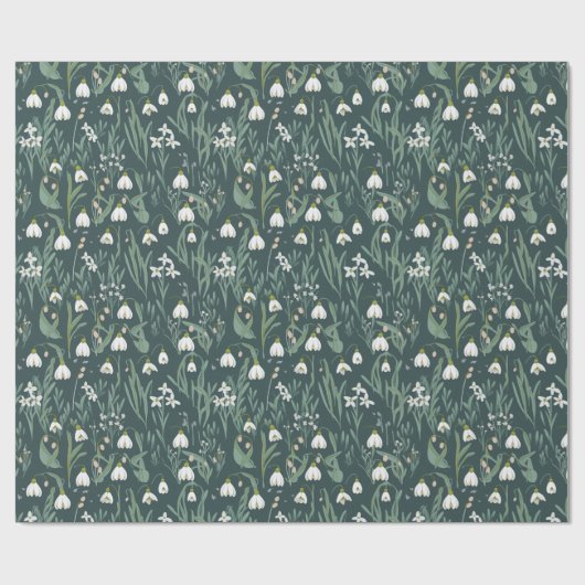 Papier Cadeau Fleurs de neige blanches (Plat)