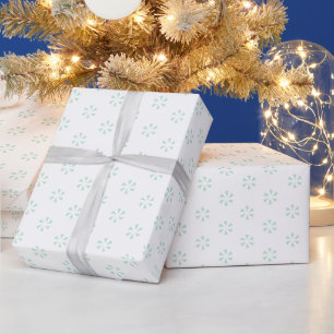 Papier Cadeau Fleurs de neige modernes vert menthe vert fleurs b