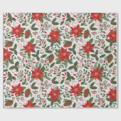 Papier Cadeau Fleurs de Noël (Plat)