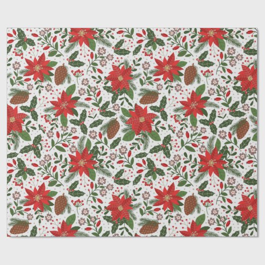 Papier Cadeau Fleurs de Noël (Plat)