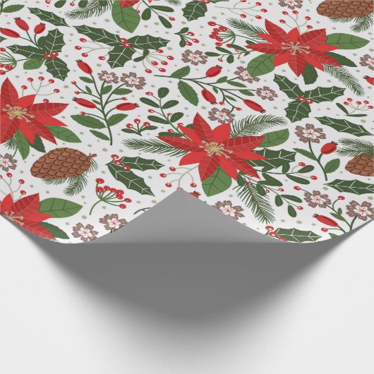 Papier Cadeau Fleurs de Noël (Coin)
