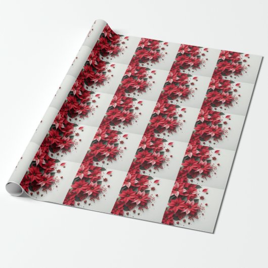 Papier Cadeau Fleurs de Noël (Déroulé)