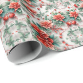 Papier Cadeau Fleurs de Noël 3d Modèles floraux numériques (Coin rond)