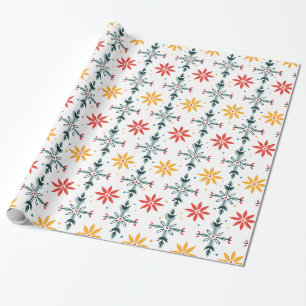 Papier Cadeau Fleurs de Noël Abstraites