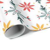 Papier Cadeau Fleurs de Noël Abstraites (Coin rond)