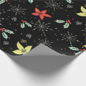 Papier Cadeau Fleurs de Noël et Motif de flocons de neige (Coin)