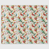 Papier Cadeau Fleurs de Noël tourbillonnantes (Plat)