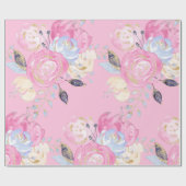 Papier Cadeau Fleurs de Parties scintillant d'or Pastel (Plat)