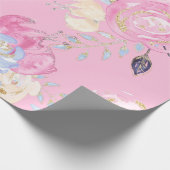 Papier Cadeau Fleurs de Parties scintillant d'or Pastel (Coin)