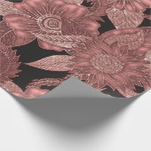 Papier Cadeau Fleurs de Parties scintillant noires en or glamour (Coin)