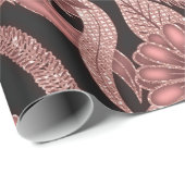 Papier Cadeau Fleurs de Parties scintillant noires en or glamour (Coin rond)