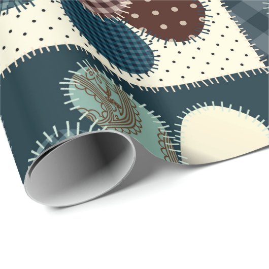 Papier Cadeau Fleurs de Patchwork (Coin rond)