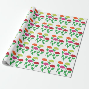 Papier Cadeau Fleurs de pavot colorées Baby shower Anniversaire
