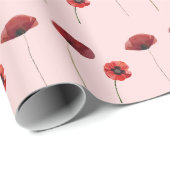 Papier Cadeau Fleurs de pavot rouge motifs floraux (Coin rond)