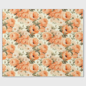 Papier Cadeau Fleurs de pêche beige délicates (Plat)