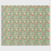 Papier Cadeau Fleurs de pêche, fond pêche pâle (Plat)