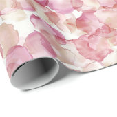 Papier Cadeau Fleurs de Pétales de Rose Rose Romantique Shower d (Coin rond)