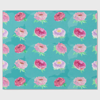 Papier Cadeau Fleurs de Pivoines Aquarelle