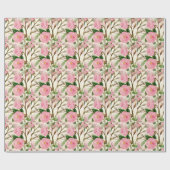 Papier Cadeau Fleurs de pivoines roses, Feuilles & Buds Motif (Plat)