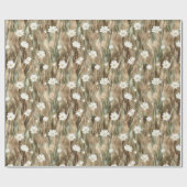 Papier Cadeau Fleurs de printemps blanches Anniversaire (Plat)