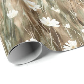 Papier Cadeau Fleurs de printemps blanches Anniversaire (Coin rond)