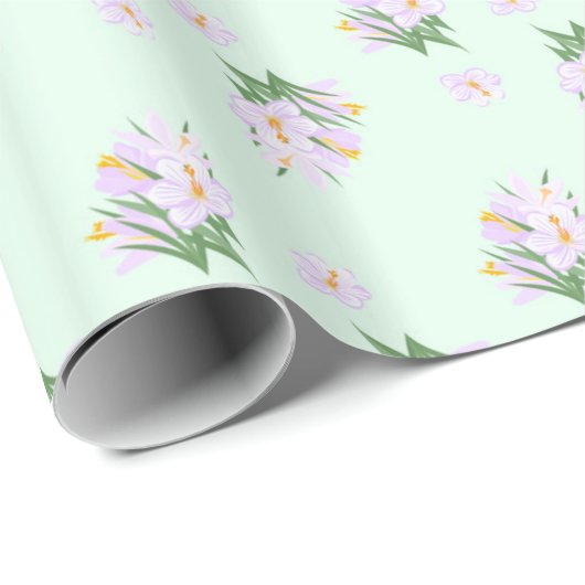 Papier Cadeau Fleurs de printemps crocus (Coin rond)