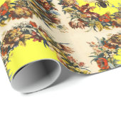 PAPIER CADEAU FLEURS DE PRINTEMPS HONEY BEE / MONOGRAMME DE L'AP (Coin rond)