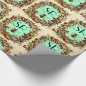 PAPIER CADEAU FLEURS DE PRINTEMPS HONEY BEE / MONOGRAMME DE L'AP (Coin)