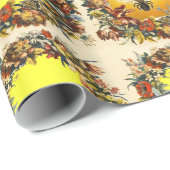 PAPIER CADEAU FLEURS DE PRINTEMPS HONEY BEE / MONOGRAMME DE L'AP (Coin rond)