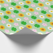 Papier Cadeau Fleurs de printemps Kawaii (vert) (Coin)