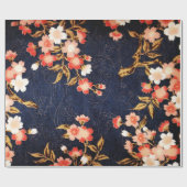 PAPIER CADEAU FLEURS DE PRINTEMPS ROUGE ROSE BLANC, FLORALES BLE (Plat)