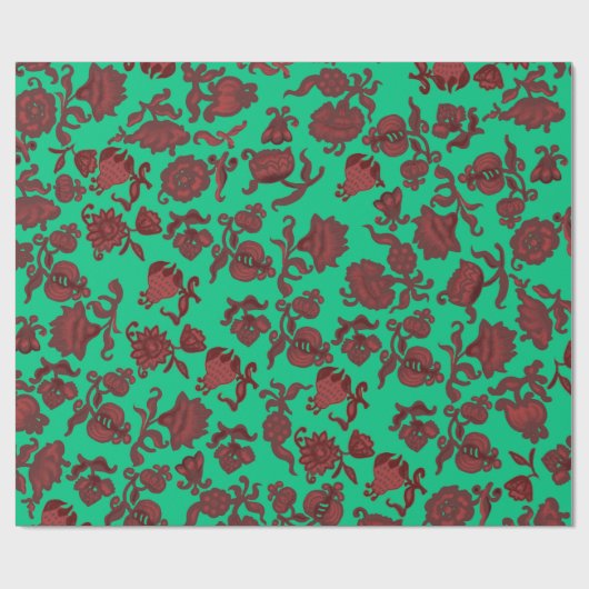 Papier Cadeau Fleurs de promotion Bohème Chic Floral Boho Vert (Plat)