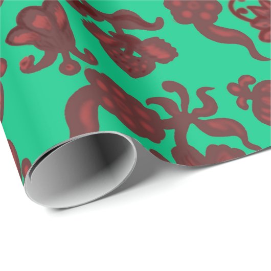 Papier Cadeau Fleurs de promotion Bohème Chic Floral Boho Vert (Coin rond)