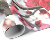 Papier Cadeau fleurs de prune fleurs rose de printemps 2 papier  (Coin rond)