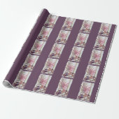 Papier Cadeau Fleurs de prunier rouges (Déroulé)