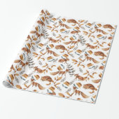 Papier Cadeau Fleurs de renards verdure botanique (Déroulé)