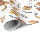 Papier Cadeau Fleurs de renards verdure botanique (Coin rond)