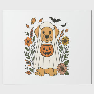 Papier Cadeau Fleurs de retriever doré Halloween