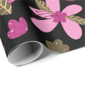 Papier Cadeau Fleurs de romance coucher de soleil envelopper pap (Coin rond)