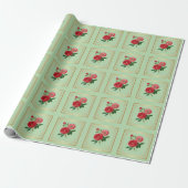 Papier Cadeau Fleurs de rose rouge (Déroulé)