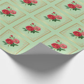Papier Cadeau Fleurs de rose rouge (Coin)