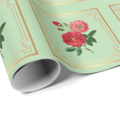 Papier Cadeau Fleurs de rose rouge (Coin rond)