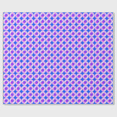 Papier Cadeau Fleurs De Ruban Magenta Sur Bleu Blancs (Plat)