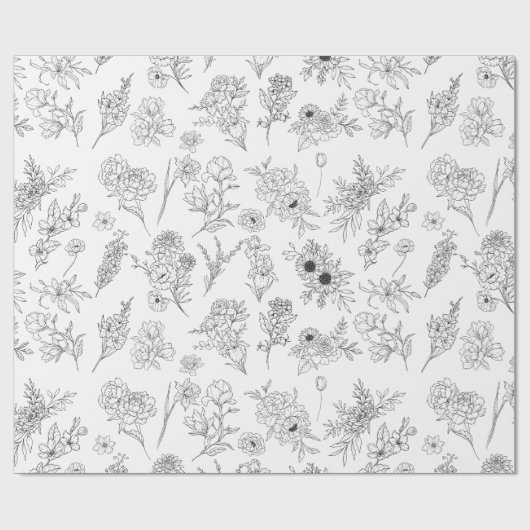 papier cadeau fleurs de saison (Plat)